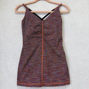 Lululemon Athletica Y2K Womens 8 Multicolor Striped Ruched Tank Top Athletic
